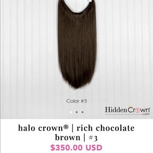 NWT Hidden Crown Rich Chocolate Brown 20” with comb and clip